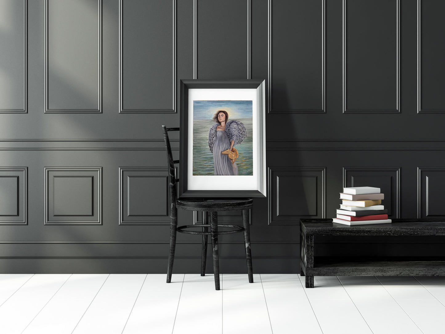 The frame shown is not included with the work